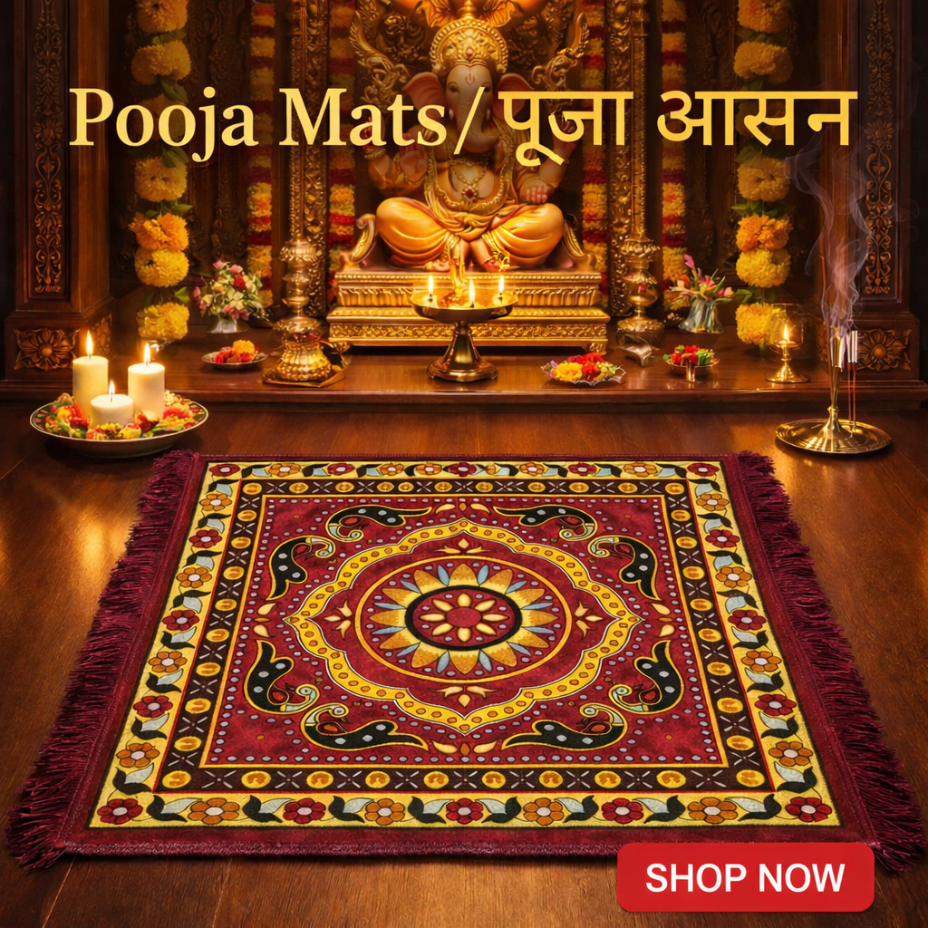 Astral Street premium Velvet Pooja Mat (24 x 24 Inches) – Mandir Pooja Aasan for Home Temple | Meditation & Havan Mat | Spiritual Prayer Cloth